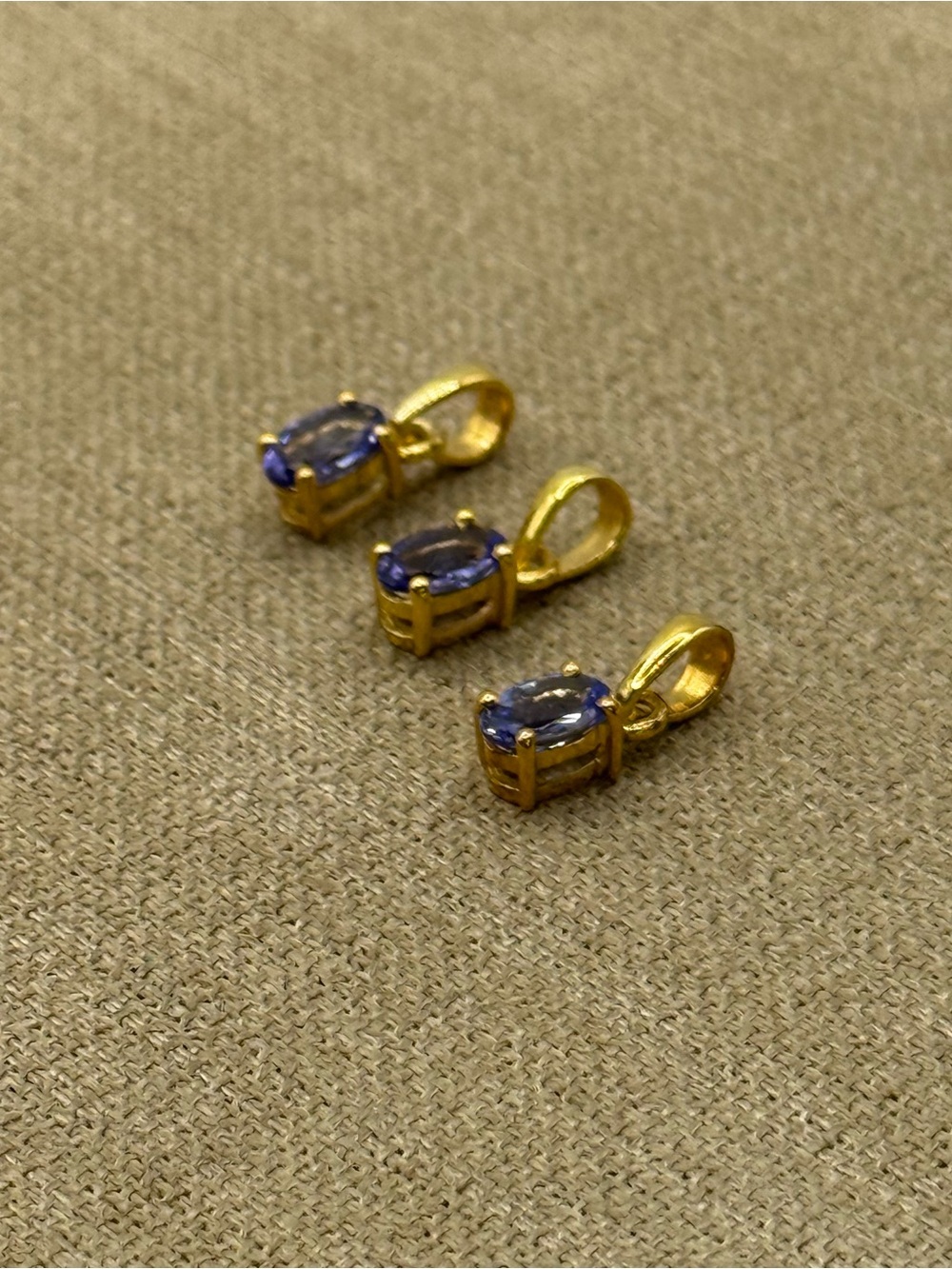 Set of three Gold tone tanzanite Pendant with - Women Jewelry